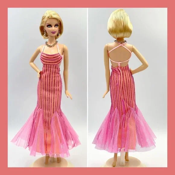 Toys Model Muse Barbie Doll Pink Open Back Mermaid Sexy Cocktail